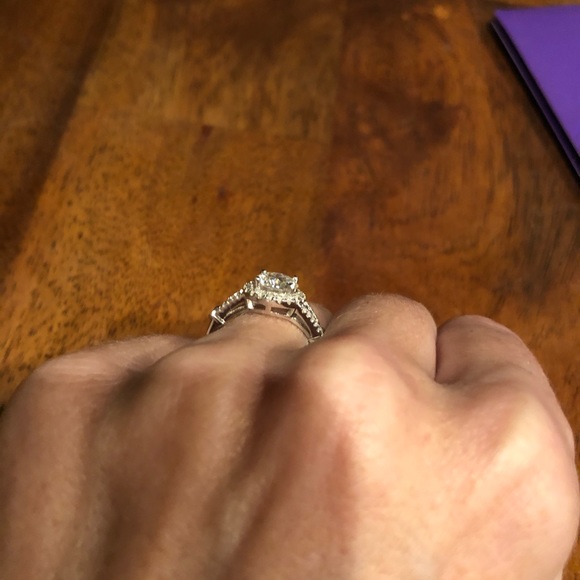 1.5ct D, VVS1 Moissanite Halo Ring - Picture 8 of 10